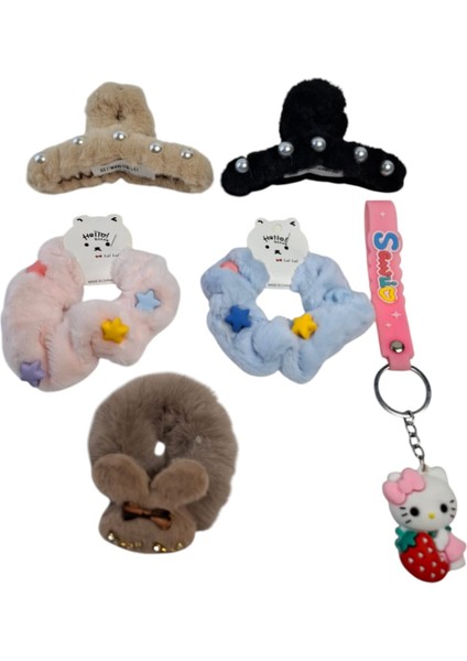 Kız Çocuk Mandal Toka Simit Toka Lastikli Zirkon Taşlı Toka Las. Kuromi Anahtar. 6 Lı Set indirimleri