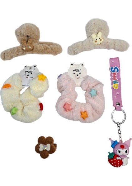 Kız Çocuk Mandal Toka Simit Toka Lastikli Zirkon Taşlı Toka Las. Kuromi Anahtar. 6 Lı Set fiyatları