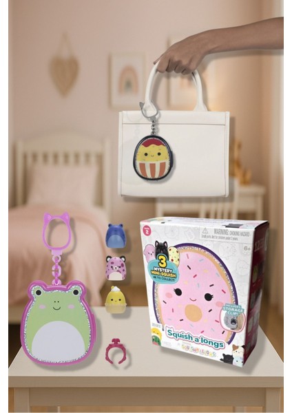Squish - A - Longs Mini Squish Sürpriz Figür Seti – Anahtarlık Yüzük & 3 Mini Karakterli Oyun Kutusu