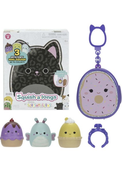 Squish - A - Longs Mini Squish Sürpriz Figür Seti – Anahtarlık Yüzük & 3 Mini Karakterli Oyun Kutusu