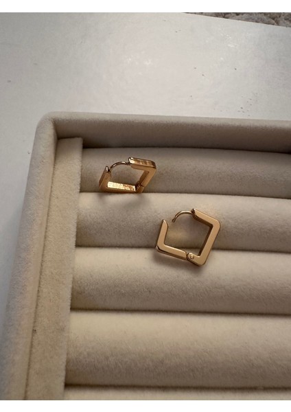 Kare Gold Çelik Küpe modelleri