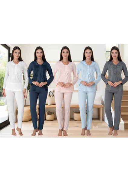 Dvina Effortt Lohusa Pijama Takımı Lacivert - 3082