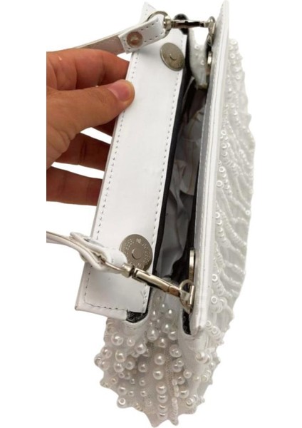 Incili Beyaz Renk Gelin Çantası Abiye Çanta indirimleri