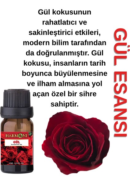 GÜL Esansiyel Uçucu Koku 10ML Difüzör Esansı-Buhurdanlık Yağı ve Oda Kokusu HARMONİ ESANSİYEL YAĞLAR fiyatları