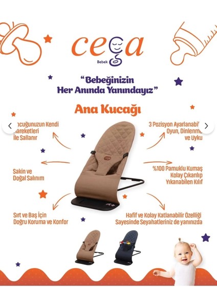Gri - Bej Oyuncaklı Premium Cotton Bebekler Için Üç Kademeli Kolay Taşınabilir Sallanan Ana Kucağı I fiyatları