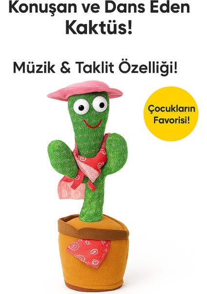 Kostümlü Konuşan Dans Eden Kaktüs Oyuncak Usb Şarjllı Müzikli Hareketli fiyatları
