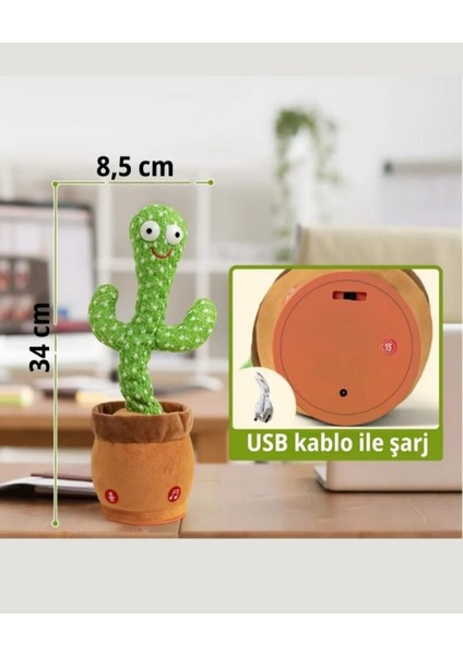 Kostümlü Konuşan Dans Eden Kaktüs Oyuncak Usb Şarjllı Müzikli Hareketli indirimleri