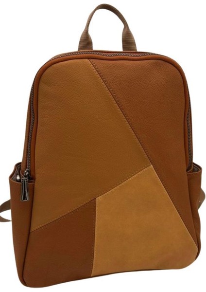 Gerçek Deri Sırt Çantası Unisex Taba Renk