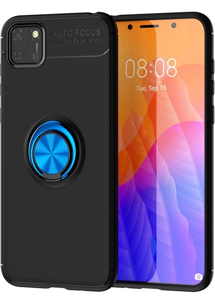 Huawei Y5P Kılıf Range Yüzüklü Silikon - Siyah-Mavi - NVRS9665-8929