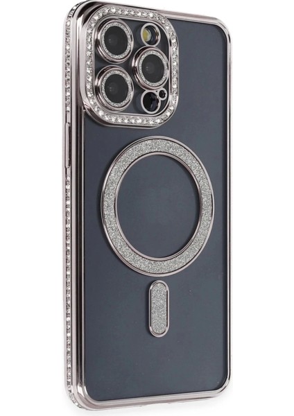 iPhone 14 Pro Kılıf Joke Simli Magneticsafe Kılıf - Gri