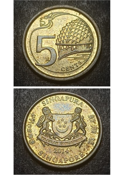 39963687B0A147ABA0 2014 Singapur 5 Cent Ça/çil Eski Yabancı Madeni Para