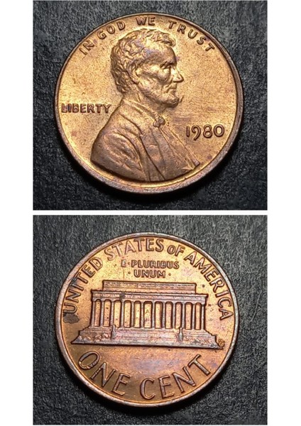 39963687B21633BCA7 Abraham Lincoln 1980 Abd 1 Cent Eski Yabancı Madeni Para