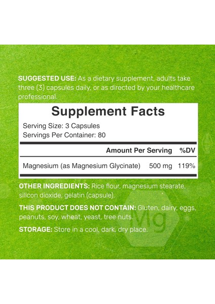 Max Strength Magnesium(Magnezyum) Glycinate 500 mg 240 Caps Mineral Sleep Health modelleri