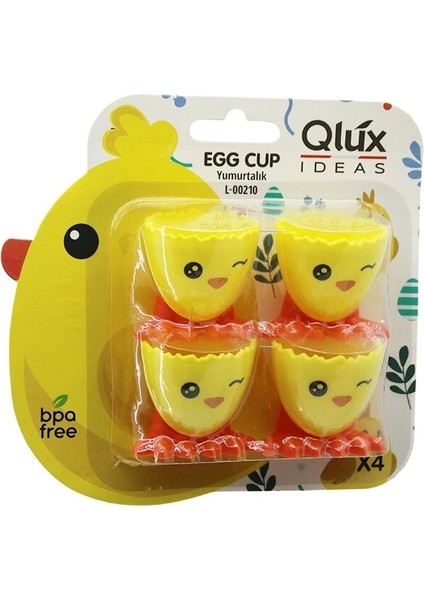 Egg Cup 4pcs Yumurtalık Emoji Desen - Renkli Plastik Civciv Ayaklı - 1/2 Kırık Yumurta Kabuk Model (4172)