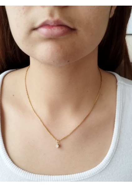 Ladybirdbujiteri Mini Tek Taş Minimal Çelik Kolye