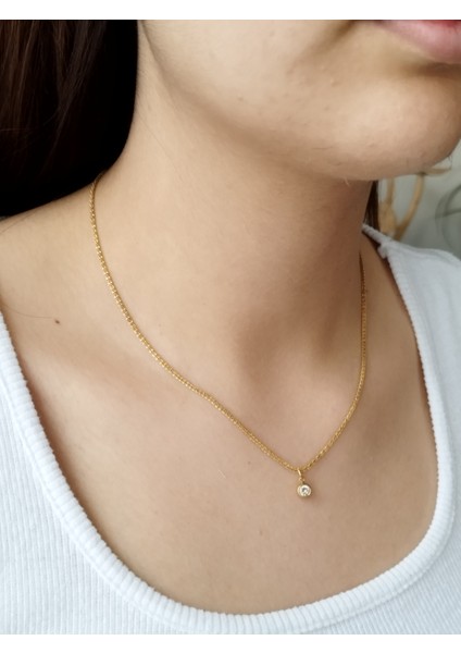 Ladybirdbujiteri Mini Tek Taş Minimal Çelik Kolye fiyatları