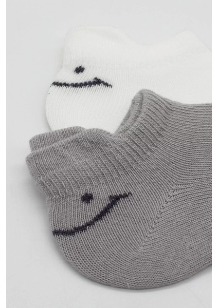 Özel 2'li Sneakers Smile Penye Çorap BS20106 Gri Fırsat!!! modelleri