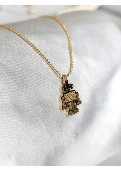 Ladybirdbujiteri Retro Minimal Robot Figürlü Çelik Kolye modelleri