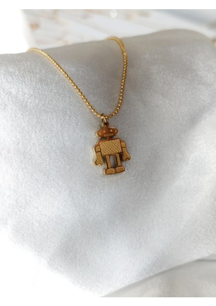 Ladybirdbujiteri Retro Minimal Robot Figürlü Çelik Kolye