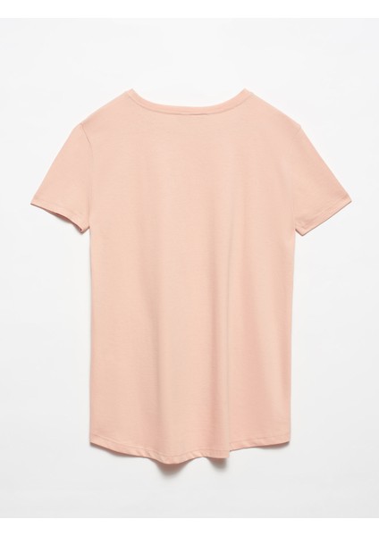 3471 Bisiklet Yaka Basic T-Shirt-Pudra fiyatları