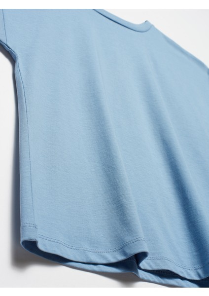 3504 Bisiklet Yaka Penye T-Shirt-Indigo modelleri