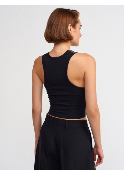20250 Varak Detaylı Crop Top-Siyah modelleri
