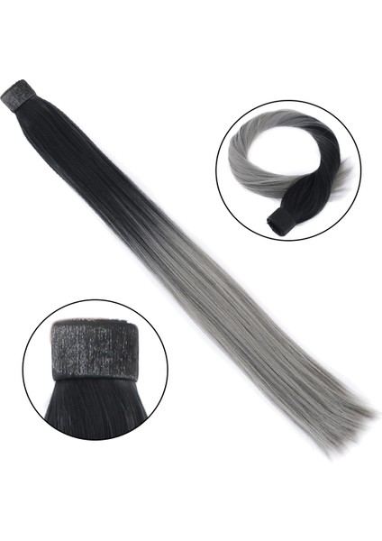 Özel Fiber Sentetik Sihirli At Kuyruğu - Siyah / Gri Ombreli