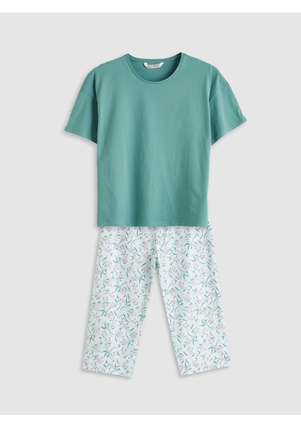 Yeni Sezon Buyuk Beden Cicekli Kadin Kaprili Pijama Takimi - S5P671Z8 indirimleri
