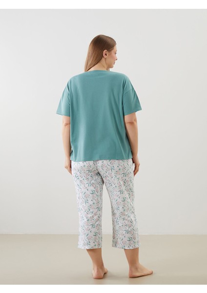 Yeni Sezon Buyuk Beden Cicekli Kadin Kaprili Pijama Takimi - S5P671Z8 fırsatları