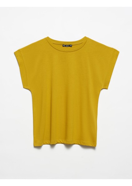 3504 Bisiklet Yaka Penye T-Shirt-Yağ Yeşil