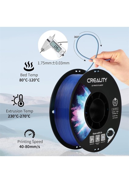 Cr-Petg Şeffaf Mavi Filament 1.75MM 1000GR - modelleri