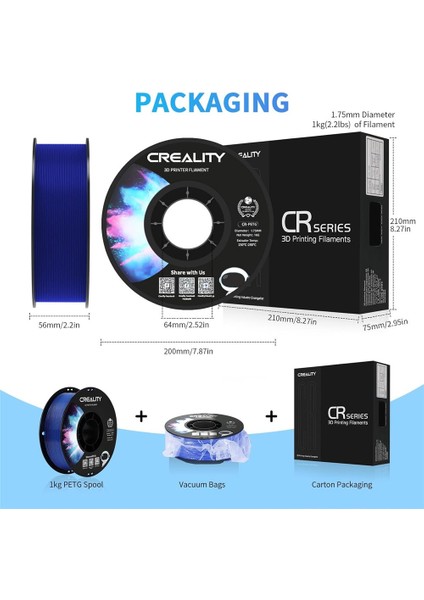 Cr-Petg Şeffaf Mavi Filament 1.75MM 1000GR - fırsatları