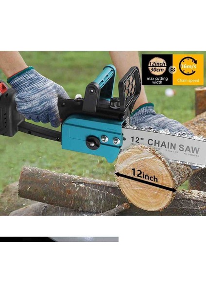 Çift Batarya Şarjlı Zincirli Ağaç Kesme Motoru Testere Akülü Ahşap 5.0 Mah Çantalı 30CM Pala Budama fırsatları