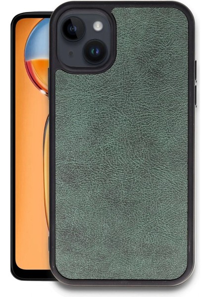 iPhone 15 Kılıf Aras Deri Kapak - Koyu Yeşil