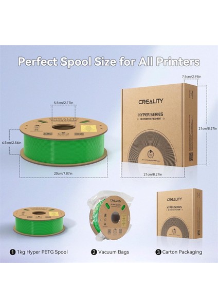 Hyper Petg Yeşil Filament 1.75MM 1kg - indirimleri