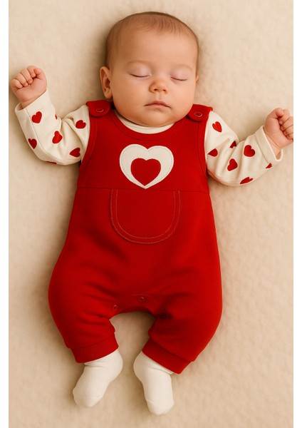 Kalpli Kız Bebek Tulum 3’lü Tulum Seti – Kollu Zıbın, Cepli Tulum ve Çorap | 3-6-9 Ay Bebek Kıyafeti fiyatları