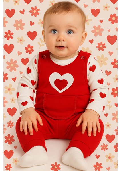 Kalpli Kız Bebek Tulum 3’lü Tulum Seti – Kollu Zıbın, Cepli Tulum ve Çorap | 3-6-9 Ay Bebek Kıyafeti fırsatları