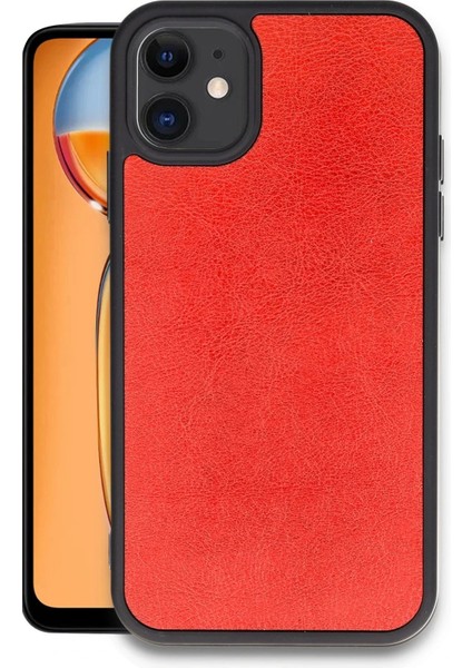 iPhone 11 Kılıf Aras Deri Kapak - Kırmızı