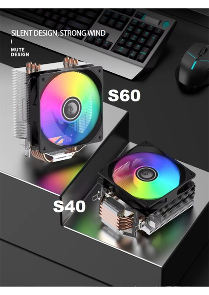 S60 / S40 Işlemci / Cpu Soğutucu Bakır Borulu Kule Tipi Rainbow Amd-Intel