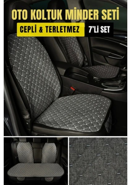 Renault Megane 4 2016 ve Sonrası Sedanterletmez Kaymaz Keten Oto Minder Kılıf Komple Set(7parça) Füme