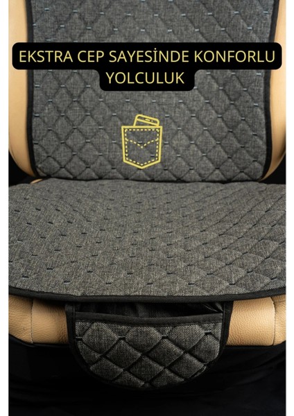 Renault Megane 4 2016 ve Sonrası Sedanterletmez Kaymaz Keten Oto Minder Kılıf Komple Set(7parça) Füme modelleri