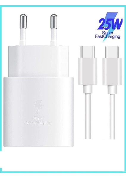 5 Watt Samsung Redmi Oppa Poco Android Uyumlu Usb-C To Usb-C Kablolu Beyaz Hızlı Şarj Seti