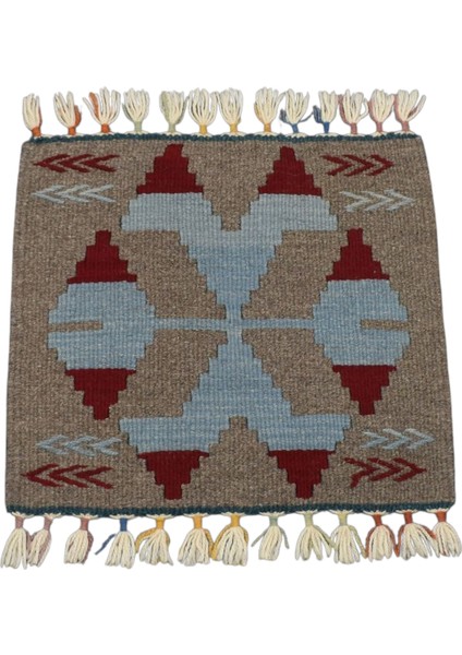 Yeni El Dokuma Kare Köşe Sandalye Minderi Pınarbaşı Kayseri Yün Kilim 5948