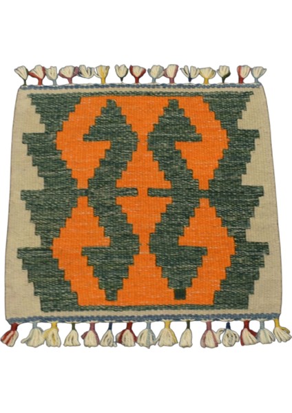 Yeni El Dokuma Kare Köşe Sandalye Minderi Pınarbaşı Kayseri Yün Kilim 5956