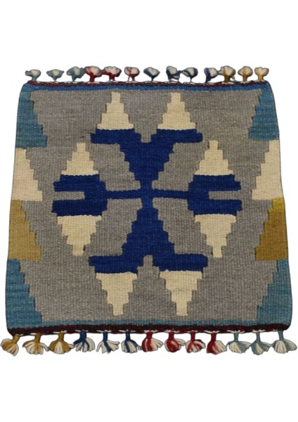 Yeni El Dokuma Kare Koltuk Sandalye Minderi Pınarbaşı Kayseri Yün Kilim 5944