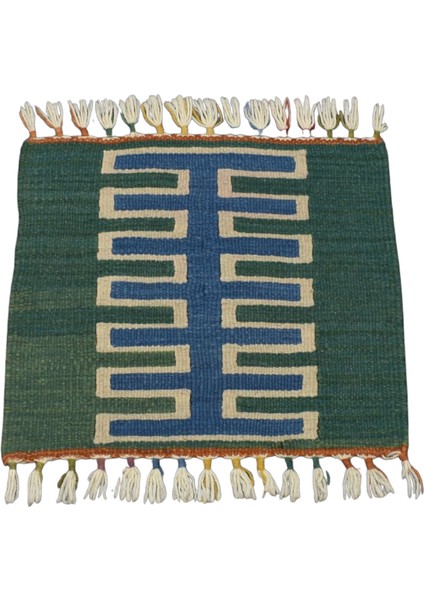 Yeni El Dokuma Kare Köşe Sandalye Minderi Pınarbaşı Kayseri Yün Kilim 5949