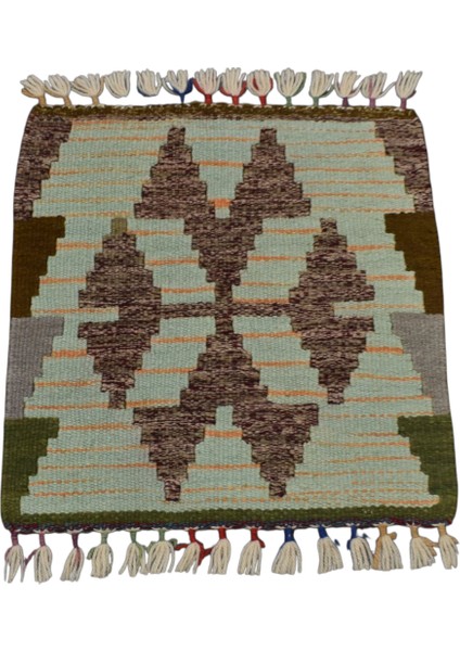 Yeni El Dokuma Kare Köşe Sandalye Minderi Pınarbaşı Kayseri Yün Kilim 5954