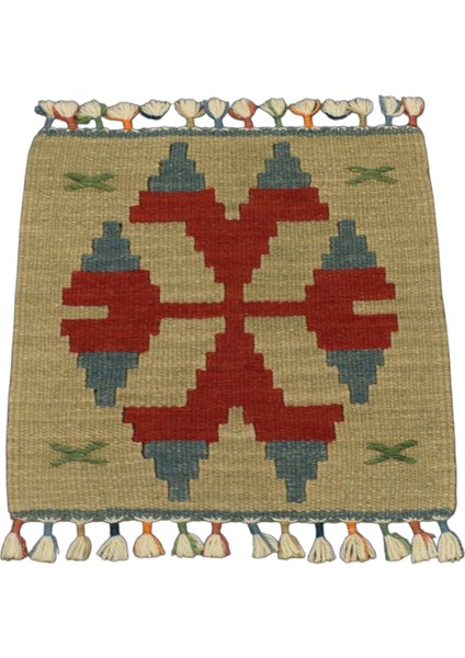 Yeni El Dokuma Kare Köşe Sandalye Minderi Pınarbaşı Kayseri Yün Kilim 5966
