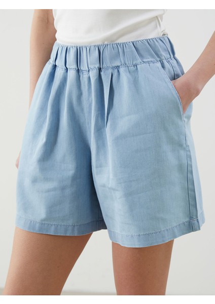 Yeni Sezon Beli Lastikli Kadin Jean Sort - S5LQ81Z8 modelleri
