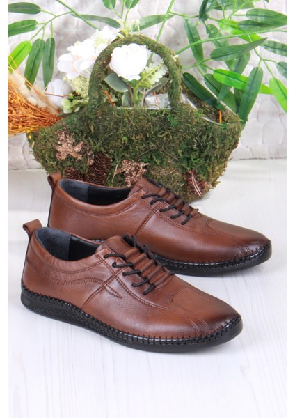 425000 Yumuşak Esnek Rahat Lastik Bağcıklı Hakiki Deri Erkek Ayakkabı